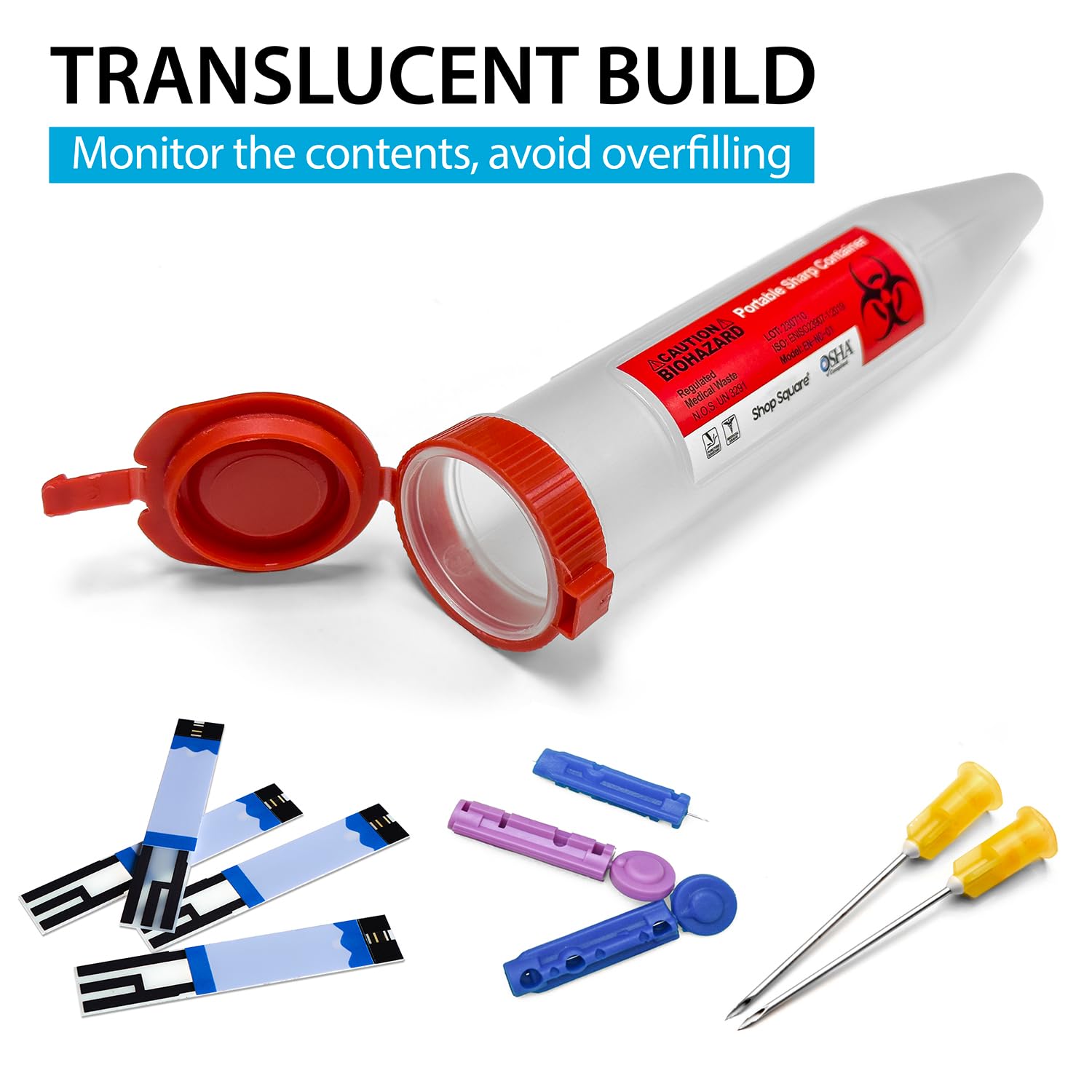 Small Sharps Containers, Travel Sharps Container, Transportable Sharps Container with Locking Mechanism, Professional Grade Mini Sharps Container - 6 Count