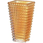 MCMCNCUIU Crystal Vase, Large Crystal Vases for Flowers, Amber Large Flower Vase, Modern Glass Vases for Living Room, Bedroom, Kitchen, Dining Table, Mantle, Wedding, 9 Inches