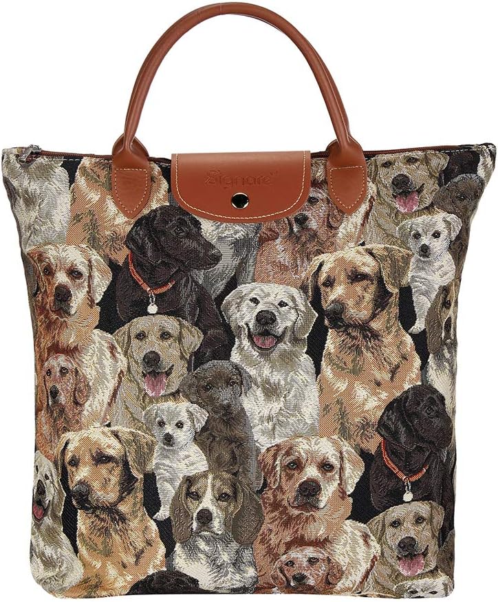 Signare Folding Re-Usable Shopping Fold Away Bag (Labrador), Labrador Dog