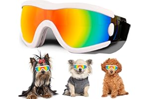 NICERINC PET Small Dog Sunglasses with Adjustable Strap UV Protection, Winproof Dog Puppy Sunglasses, Suitable for Small Dog Pet Glasses, Dogs Eyes Protection，Soft Dog Goggles