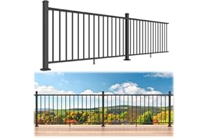 Egadis 36 in. H x 12 ft. W Porch and Deck Railing Kit, Aluminum Railing Kit, Black Textured Powder-Coat Finish Railing System for Outdoor Decks, Porches & Balconies (2 Post, 2 Panel)