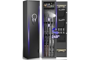 YIOSOTNE 3-4 Digital Gun Safe for Home,Long Gun Safe for Rifle and Shotguns with Multifunctional Panel and Upgraded Pistol Pouches,Gun Cabinet with LED& Adjustable Rack-No Assembly Required