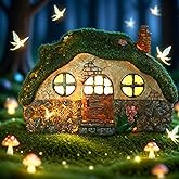 Fairy Garden Accessories,Solar Fairy Garden Statue Lights House for Fairies Yard Art Sculpture Decoration Accessoriy Outdoor 