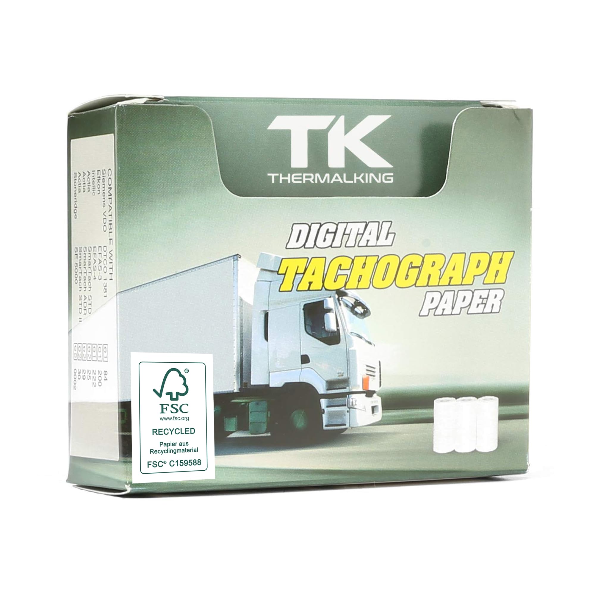 Pack of 12 Certified Speedometer Rolls - Tachograph Paper - Thermal Roll for All Digital Truck Tachograph Tachograph Tachograph - 57-8mm - Thermal King