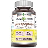 Amazing Formulas Serrapeptase 120,000 iu Supplement | Veggie Capsules | Non-GMO | Gluten Free | Made in USA (90 Count)