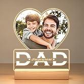 Jkolalin Personalized Gifts for Dad from Daughter Son, Custom Picture Frames with Photo, Customized Photo Frame with Night Light, Personalized Birthday Gifts for Dad Baby Kid Family