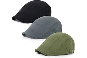 Geyanuo 3Pcs Cotton Newsboy Hat for Men Cool Adjustable Flat Cap