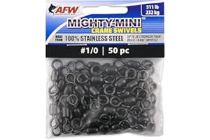 AFW American Fishing Wire Mighty Mini Crane Swivels - Fishing Line Essential, Compact Fishing Tackle, Saltwater Swivels, Stainless Steel Swivel, Holding Power up to 511lb, Gunmetal Black