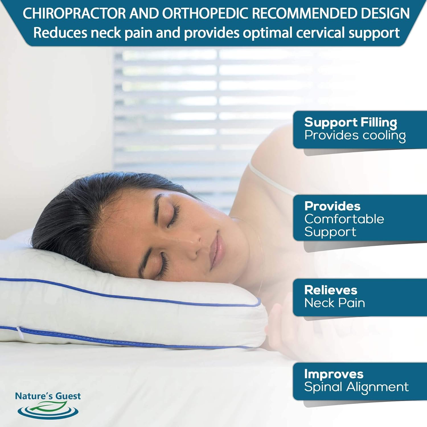 Nature's Guest Adjustable Cervical Pillow for Neck Pain, Orthopedic Contour Pillow for Sleeping, Ergonomic Cervical Support Pillow and Side Sleeper Pillow, No Memory Foam Pillow Odor - Standard Firm: Home & Kitchen