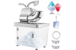 VEVOR Commercial Electric Ice Shaver 440lbs/h Heavy Duty Snow Cone Maker 110V with Dual Blades, Stainless Steel Slush Margari