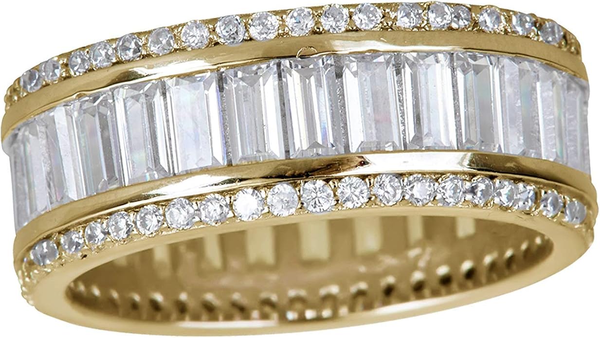 Sterling Silver Baguette & Round Cut Cubic Zirconia ...
