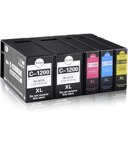 Canon PGi-1200XL Lot De 4 Cartouches D'encre Compatibles Avec Maxify MB2720 MB2320 MB2120 MB2350 MB2050 MB2020 Noir/cyan/magenta/jaune