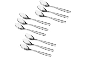 GLOSSYEND 9 Piece Stainless Steel Kids Spoons - Kids Cutlery, Child and Toddler Safe Flatware, Ideal for Home and Preschools