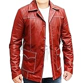Tzee's Tyler Durden Fight Club Red Faux Leather Jacket for Men