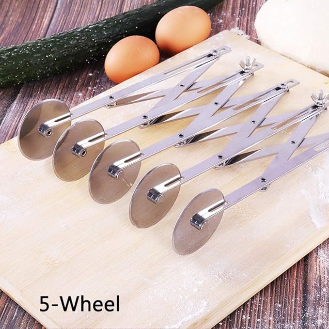 esonmus 5 Wheel Pastry Cutter Pizza Cutter, Stainless Steel Expandable Pizza Slicer MultiRound