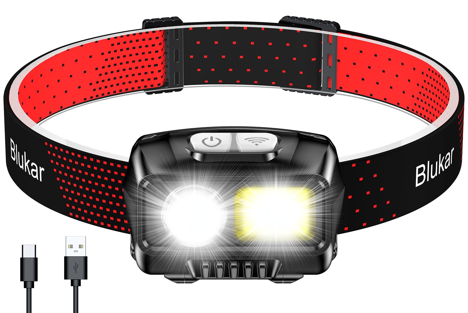 Blukar LED Headlamp Rechargeable, 2000L Super Bright Headlight Flashlight