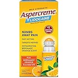 Aspercreme Essential Oils Lidocaine Pain Relief With Bergamot Orange, Roll-On No Mess Applicator, 2.5 oz.