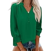 Gleeivy Blouses for Women Dressy Casual 3/4 Length Sleeve Womens Tops 2026 Spring Trendy Cute Smocked Cuffs Sleeve