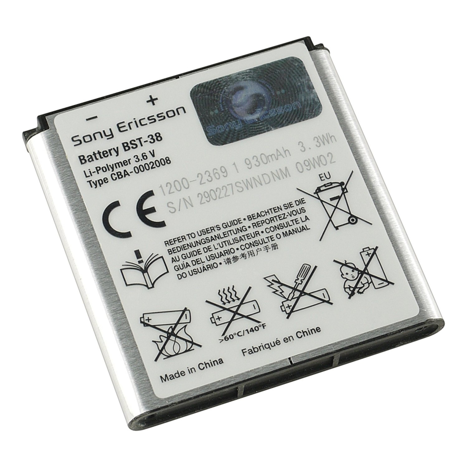 Battery Sony Ericsson BST 38 For the Jalou / C510 / C902i / C905 / K770i /  K850i / R300 / R306 / S312 / S500i / T303 / T650i / W580i / W760i / W902 /  W980i ...