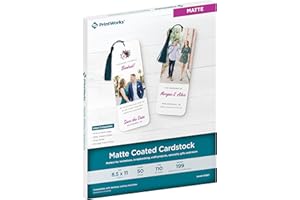 PrintWorks White Matte Cardstock 8.5" x 11" - 50 Sheets - 199 gsm Paper/110 lb Cardstock - Prints Like Matte Photo Paper - Ideal for School & Crafts - Photo Card Stock Made in the USA (00567)