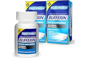 Bufferin Aspirin 325mg, Pain Reliever & Fever Reducer, with 3 Buffering Agents Relieves 7 Types of Pain: Headaches, Back Ache, Arthritis, Muscle Aches & More, for Adults, 130 Coated Tablets, 2-Pack