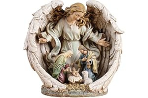 NAPCO IMPORTS Guardian Angel Holy Family Christmas Nativity Resin Stoneware Scene