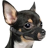 Mayerzon Mesh Muzzle for Short Snout and Small Medium Dogs Anti-Biting | Fits Brachycephalic Dogs Chihuahua Pomeranian, Opening Front, Allow Panting, Grooming Vet Visits Use, Soft Fabric | XXS