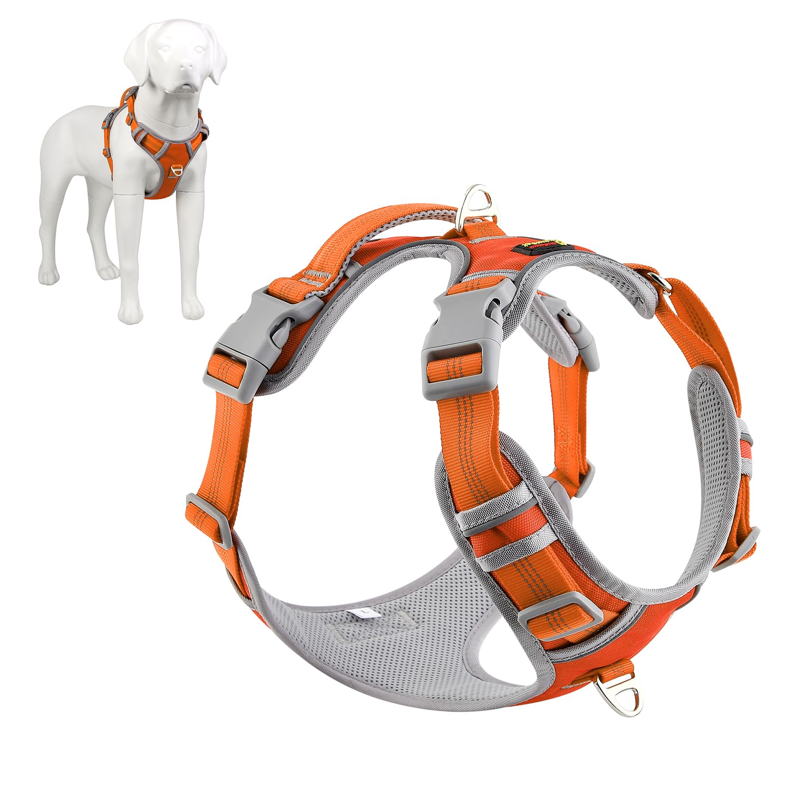 Plutus Pet No Pull Dog Harness, Release At Neck, Reflective Adjustable Dog Vest Harness, Easy Control Handle for Walking, for Small Medium Large Dogs, Orange, S — image 1