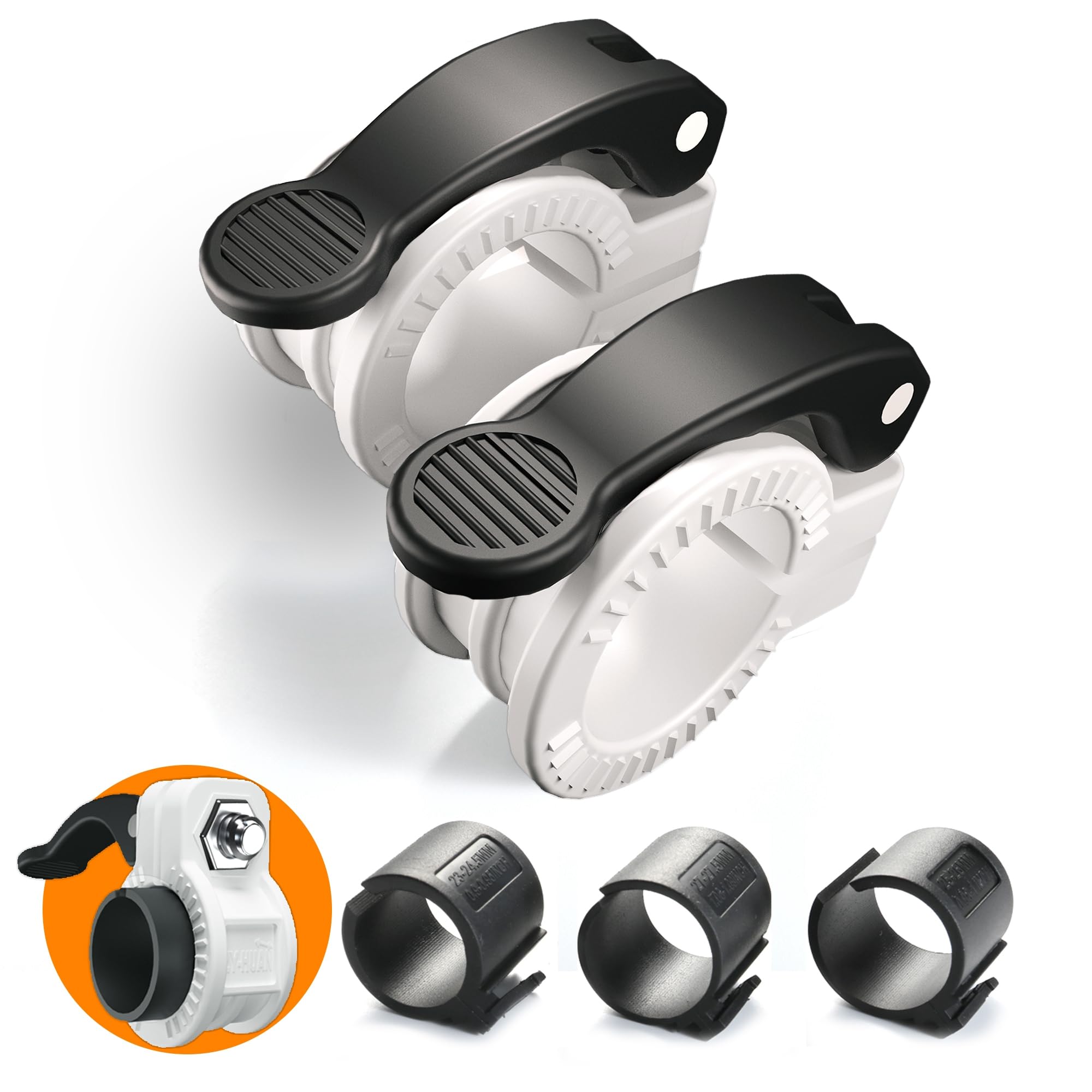 ZY-HUAN Mini Barbell Clips 1 inch I Multi-Size Adjustable Barbell Collar I 1 inch Barbell ClampsIQuick Release Weight Clips Pair of Locking for Dumbbell Bar (BLACK+WHITE)