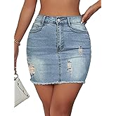 Jean Skirt for Women Stretch Casual High Waisted Denim Short Skirt Cute A Line Mini Pencil Skrit