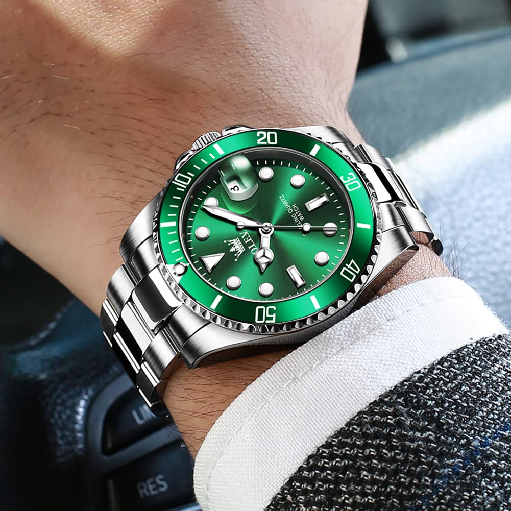 OLEVS Watches Men's Business Dress Analogue Digital Quartz Stainless Steel Waterproof Luminous Date Luxury Watch Men's Gift