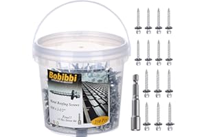 BOBIBBI Metal Roofing Screws 10 x 2-1/2 inch, Hex Head Sheet Metal Roof Screw with EPDM Washer for Corrugated Roofing (250Pcs)