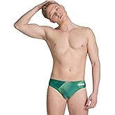 ARENA Men's Swim Brief Halftone Team Print MaxLife Athletic Swimwear Professional Training Swimsuit Sports Bathing Suit, Team Green, US Size 22