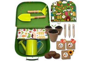 YOUNG AND MOODY Kids Gardening Set | Kids Gardening Tools | 15 Pcs Toddler Gardening Set with Rake, Shovel, and Small Watering Can for Kids | Gardening Kit with Seeds | Educational Outside Toys for Kids