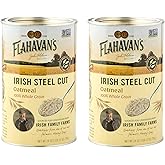 Flahavan&rsquo;s Irish Steel Cut Oatmeal, 28 Ounce, 100% Whole Grain Oats, Non-GMO Verified, Field to Spoon, Traditional Irish Oatmeal, Tin [Pack of 2]