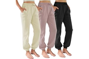 DITOK 3 Pack Sweatpants for Women Fleece Lined High Waisted Joggers with Pockets Baggy Comfy Lounge Pants