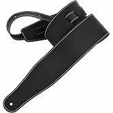 Nefelibata Guitar Strap, 3-inch Wide Full Grain Leather, Extra Wide Lightweight and Soft for Men and Women for Acoustic, Bass and Electric Guitar