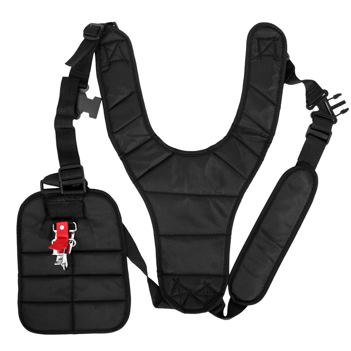 Cabilock Universal Adjustable Strimmer Double Breasted Shoulder Harness Strap Padded Belt for Brush Cutters Trimmer Gardden Pruner (Black)