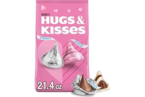 HERSHEY'S HUGS & KISSES Assorted Flavored, Valentine's Candy Bag, 21.4 oz