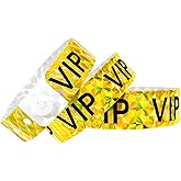 Ouchan Holographic VIP Plastic Wristbands Gold - 100 Pack Vinyl Wristbands for Events Parties