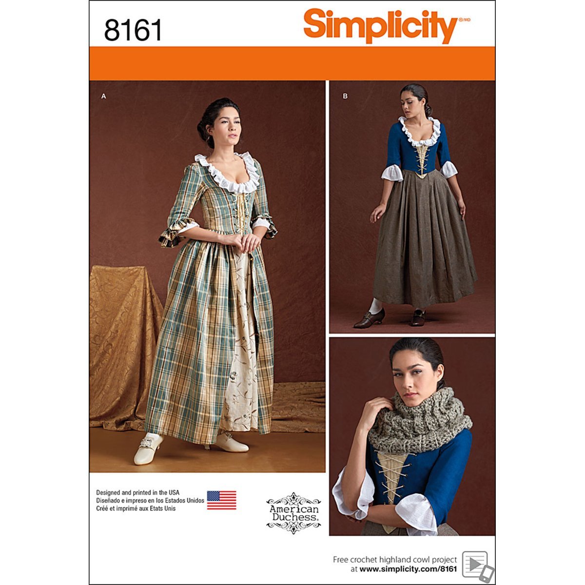 Simplicity Pattern 8161H5 Misses' 18th Century Costumes, Paper, White, CARPET Uni Terracotta Size: 120x170cm