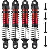 56MM Long Threaded Oil Shock Absorbers 4Pcs | Adjustable Red Damper Upgrade Fit TRX4M TRX4MT 1/18 RC Crawler Car