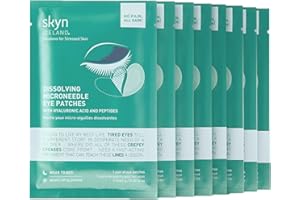 skyn ICELAND Dissolving Microneedle Under Eye Patches with 39% Hyaluronic Acid and Peptides, No Slip Overnight Eye Mask for Fine Lines, Wrinkles and Firming, Vegan, All Skin Types, 8 Pairs