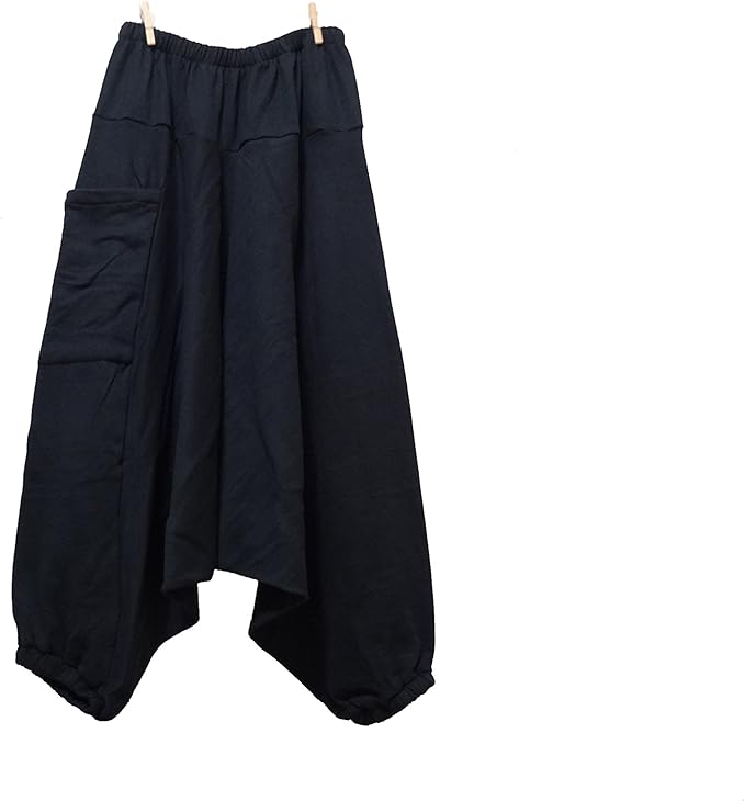 Amazon 裏起毛サルエルパンツ ブラック エスニックファッション アジアンファッション アラジンパンツ 冬用サルエル ロングパンツ 通販