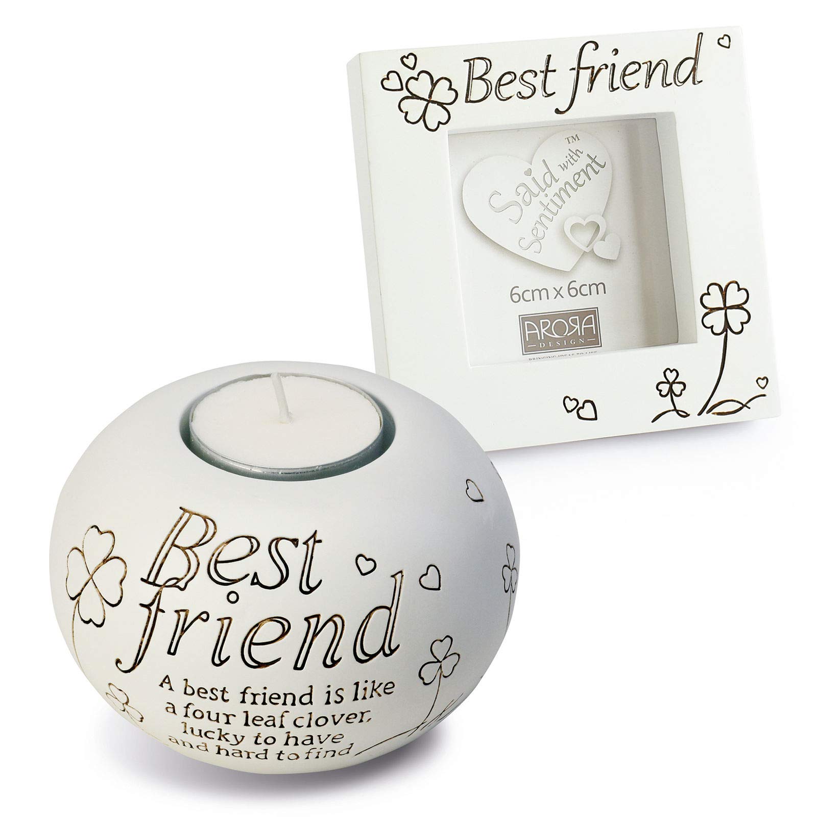 Arora Said with Sentiment 7416 Best Friend Tea Light and Frame Gift Set, Multicolour, One Size