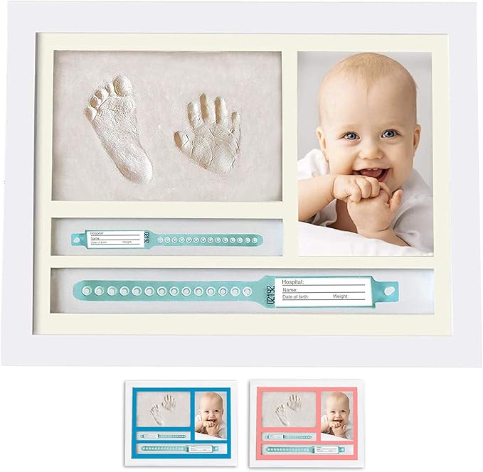 Chawho Kit De Cadre Photo Empreinte Pieds Et Main Bebe Avec Tampon Encreur Argile Souvenir Naissance De Bebe Cadre Pour Deco De Chambre Mur 1 Cadeau Souvenir Pour Nouveau Ne Bebe Puericulture