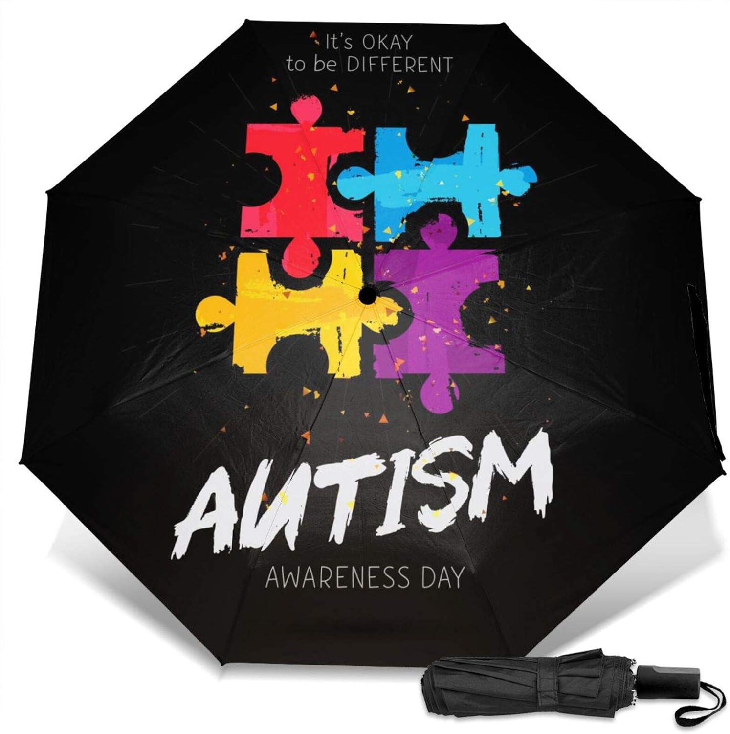 Autism Awareness Day Umbrella Windproof Travel with
