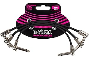 Ernie Ball Flat Ribbon Patch Cable 3-Pack, 6in, Black (P06221)