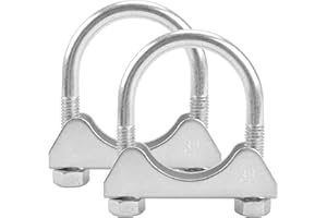 BATONECO 1.25" U Bolt Clamp, Muffler Exhaust Clamps,1-1/4 Inch Saddle Style Heavy Duty Mild Steel(2-Pack)