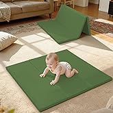 TODIBY Foam Baby Play Mat: PU Leather Waterproof Kids Playmat - Trifold Floor Mat - Large Play Mat for Playpen Thick Pad Fodable Mattress Soft Toddler Mattress Infant Cushion for Preschool (Green)